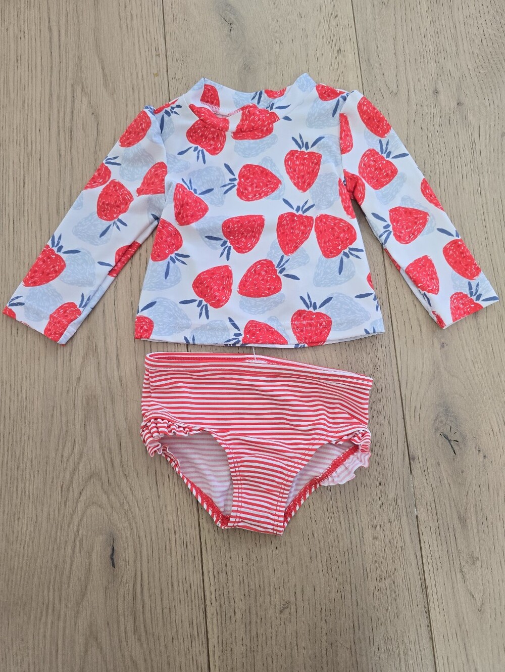 GUC Kids Strawberry Print Rash Guard Swim Set - 6M